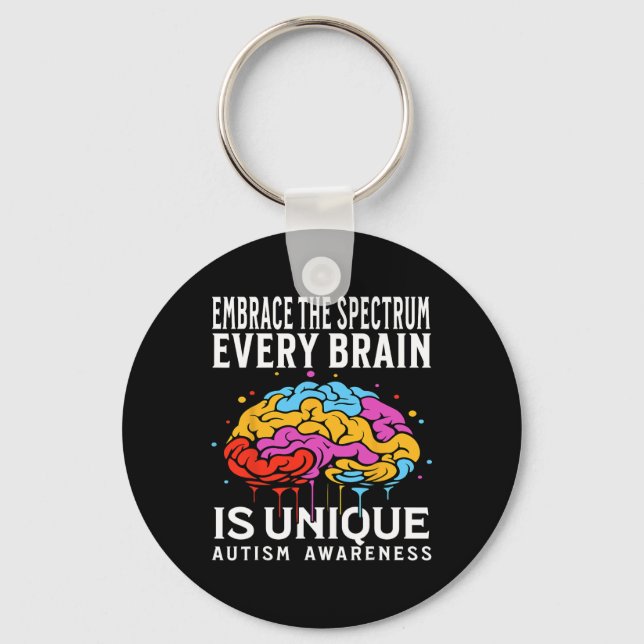 Every Brain Is Unique Autism Awareness Kids Suppor Key Ring (Front)