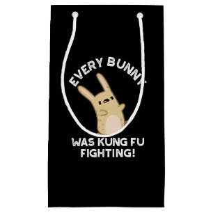 Every Bunny Kung Fu Fighting Rabbit Pun Dark BG Small Gift Bag