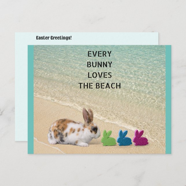 Every Bunny Loves The Beach Tropical Easter Postcard (Front/Back)