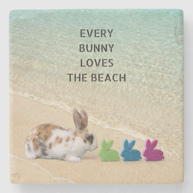 Every Bunny Loves The Beach Tropical Easter  Stone Coaster (Front)