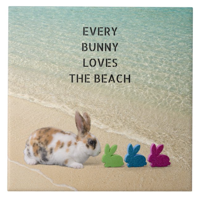 Every Bunny Loves The Beach Tropical Easter  Tile (Front)