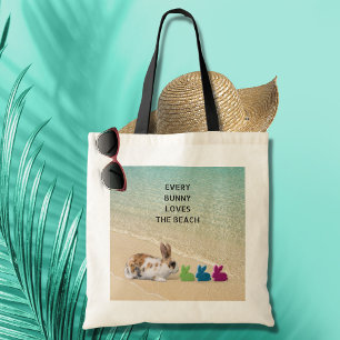 Every Bunny Loves The Beach Tropical Easter Tote Bag