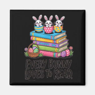 Every bunny loves to read cute easter bunny book magnet