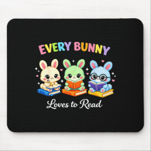 Every bunny loves to read easter cute reading mouse pad