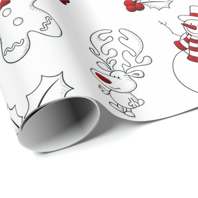Every Christmas Character Red and White Wrapping Paper (Roll Corner)