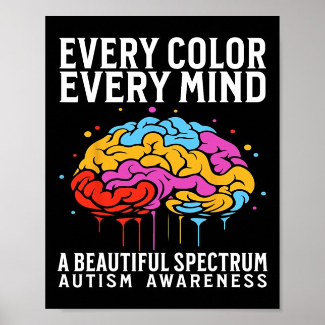 Every Color Every Mind Autism Awareness Kids Suppo Poster (Front)