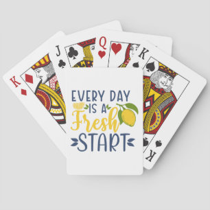 Every Day Fresh Start Motivational Lemon Graphic Playing Cards
