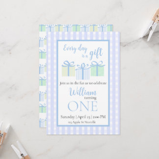 Every Day is a Gift Boy Birthday Invite