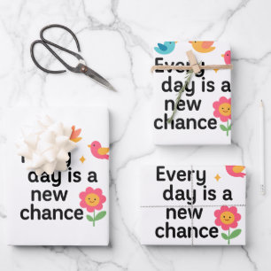 Every Day Is a New Chance – Colourful Birds Wrapping Paper Sheet