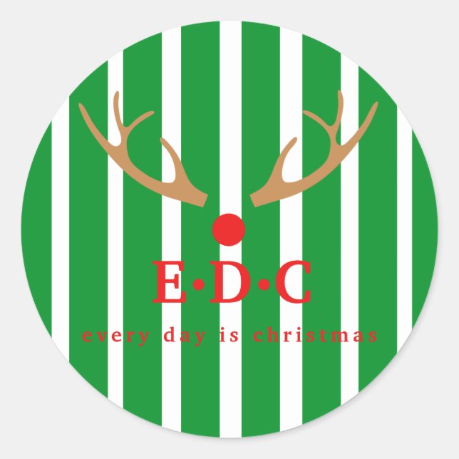 Every Day is Christmas Striped Classic Round Sticker (Front)