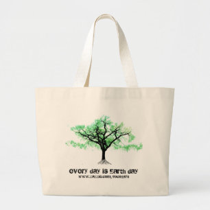 Every Day is Earth Day (green) Large Tote Bag