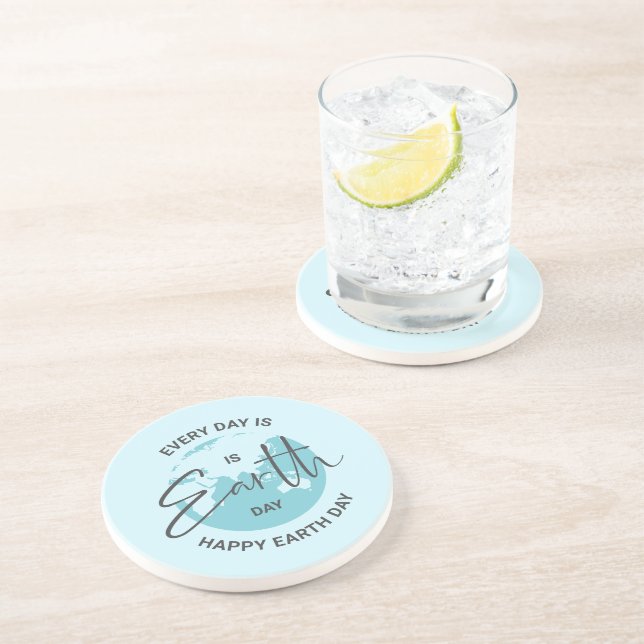 Every day is Earth Day typography and a globe Coaster (Side)