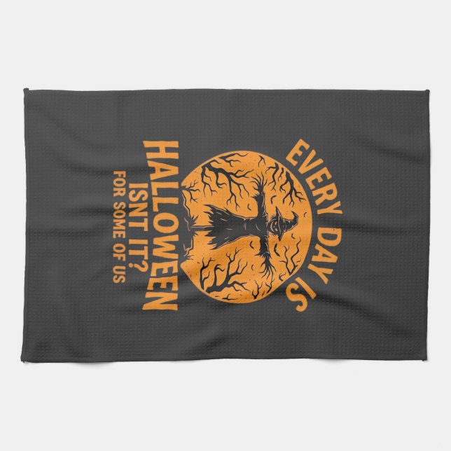 Every Day Is Halloween Scarecrow Witch Design_1 Tea Towel (Horizontal)