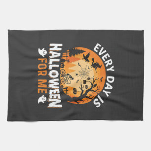 Every Day Is Halloween Vintage T Shirt Design Tea Towel