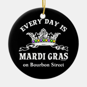 Every Day is Mardi Gras custom designed Ceramic Tree Decoration