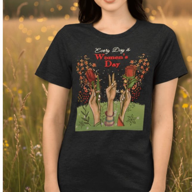 Every Day is Women's Day | Hands and flowers Tri-Blend Shirt (Every Day is Women's Day  Hands and flowers Tri-Blend Shirt)