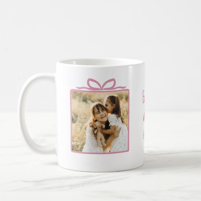 Every Day With You Pink Gift Box Two Photos Mug (Left)