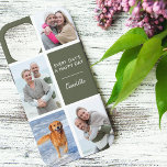 Every Days a Happy Day 4 Photo Initials Green iPhone 12 Pro Max Case<br><div class="desc">Personalised Phone case for iphone 12 pro max and many other models. The design features a custom photo collage with 4 of your favourite photos, your name and the positive wording "Every day's a happy day". The photo template is set up ready for you to add your photos, which are...</div>