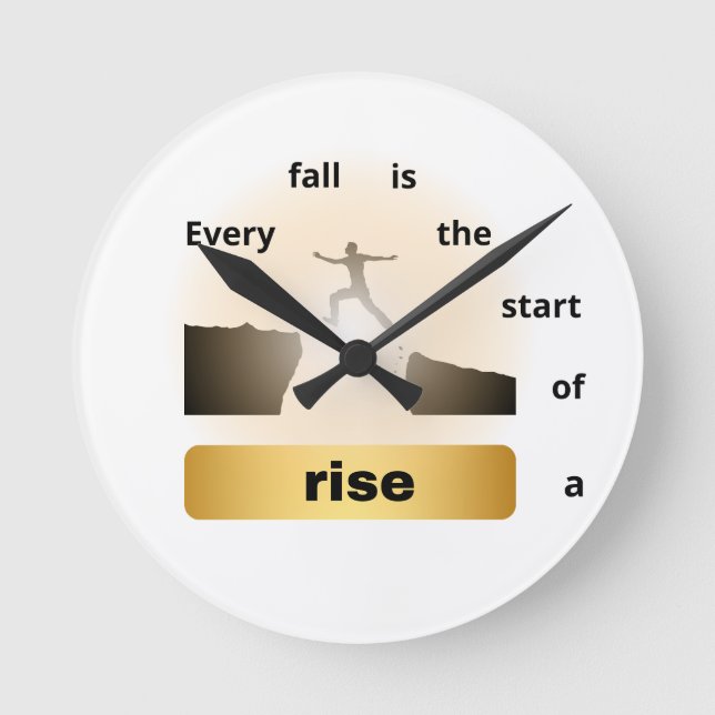 "Every Fall Is the Start of a Rise – Leap of Hope" Round Clock (Front)
