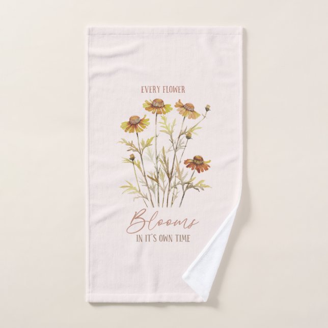 Every Flower Blooms in Its Own Time -Rustic Floral Bath Towel Set (Hand Towel)