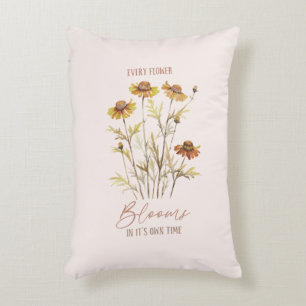 Every Flower Blooms in Its Own Time -Rustic Floral Decorative Cushion