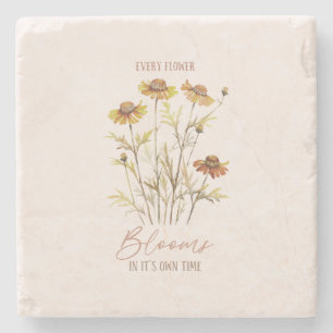 Every Flower Blooms In Its Own Time Stone Coaster