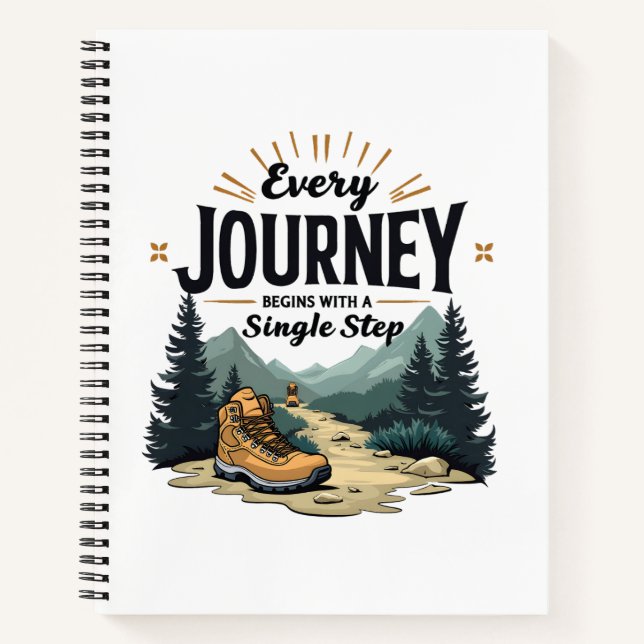 Every Journey Start With a Single Step Hiking Notebook (Front)