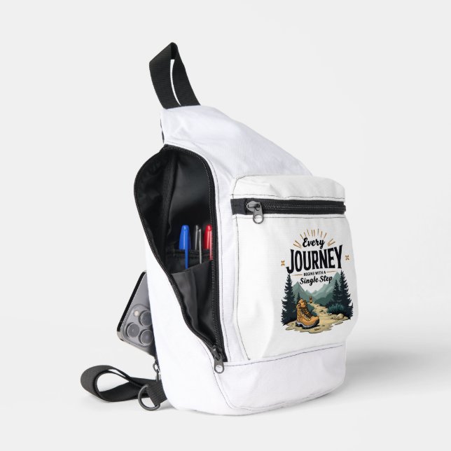 Every Journey Start With a Single Step Hiking Sling Bag (Open)