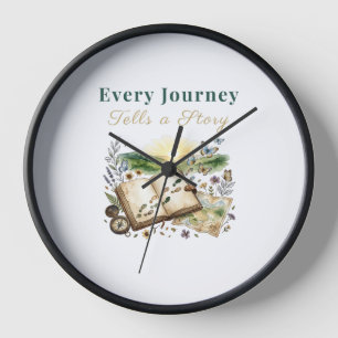 Every Journey Tells a Story Travel Quote Clock