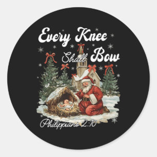 Every Knee Shall Bow Christian Christmas  Classic Round Sticker