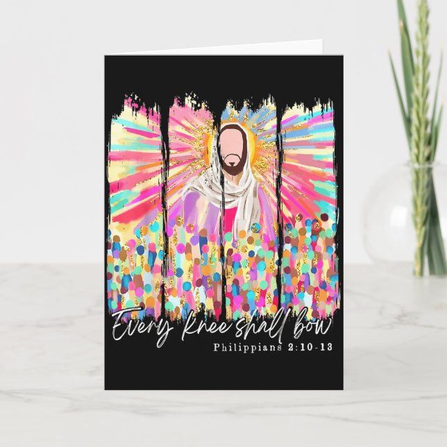 Every Knee Shall Bow Christian Jesus Bible Verse E Card (Front)