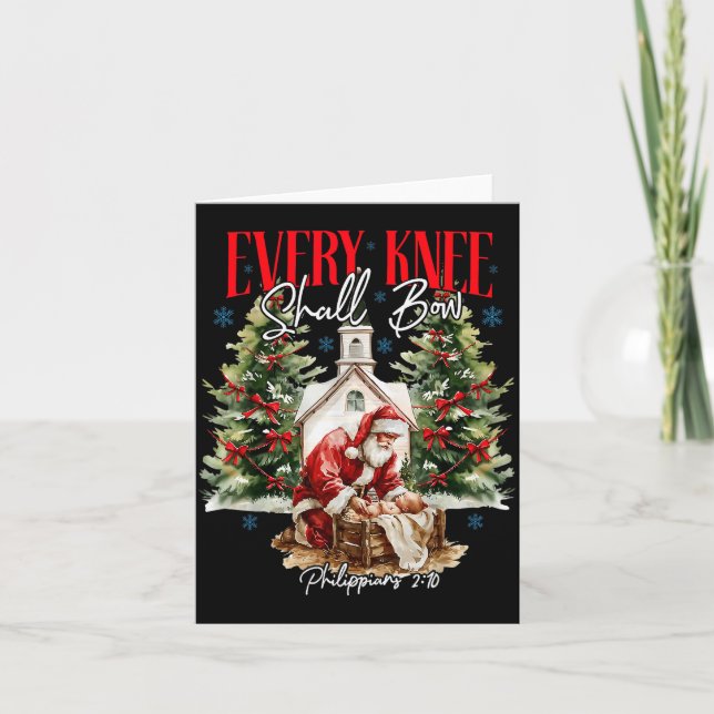 Every Knee Shall Bow Christian Jesus Merry Christm Card (Front)