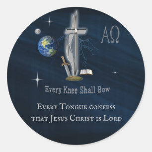 Every knee shall bow  classic round sticker