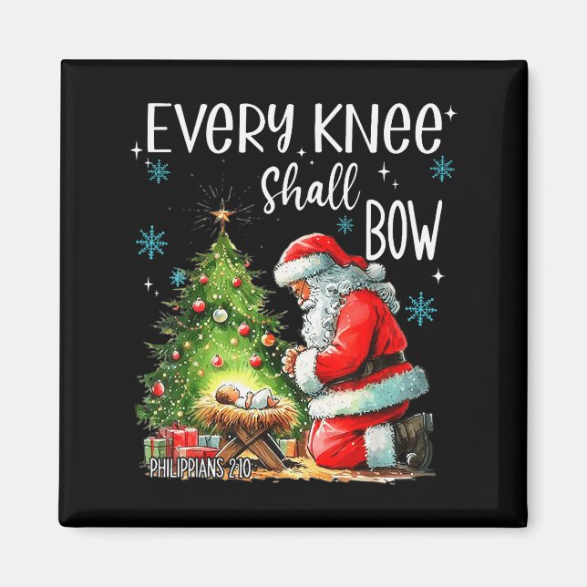 Every Knee Shall Bow Funny Kneeling Santa Baby Jes Magnet (Front)