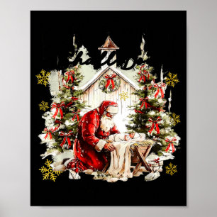Every Knee Shall Bow Funny Kneeling Santa Baby Jes Poster