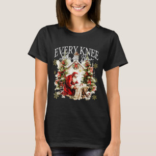 Every Knee Shall Bow Jesus Birth Christian Santa C T-Shirt