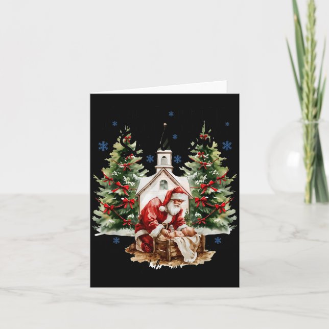Every Knee Shall Bow Religious Christian Santa Chr Card (Front)
