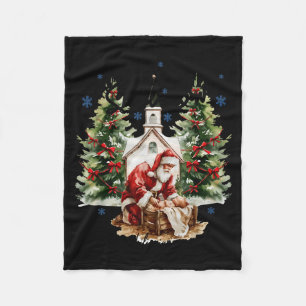 Every Knee Shall Bow Religious Christian Santa Chr Fleece Blanket