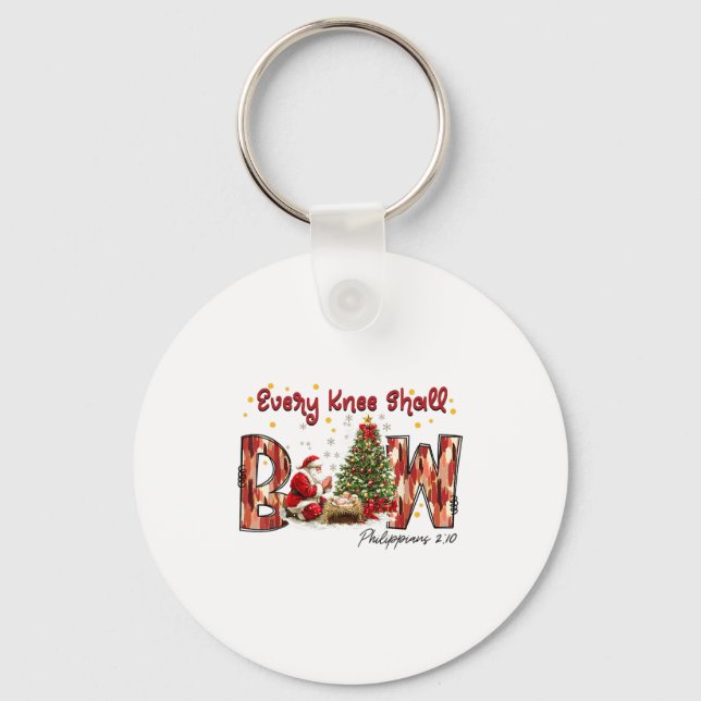 Every Knee Shall Bow Santa And Baby Jesus  Key Ring (Front)
