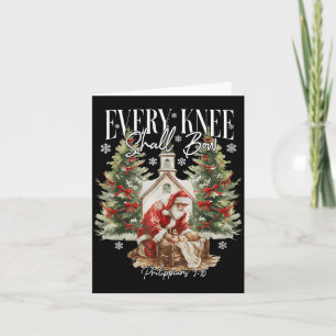 Every Knee Shall Bow Santa Christmas Nativity Scen Card