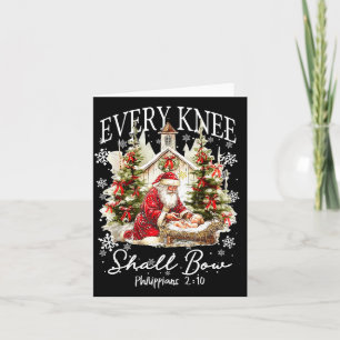 Every Knee Shall Bow Santa Christmas Nativity Scen Card