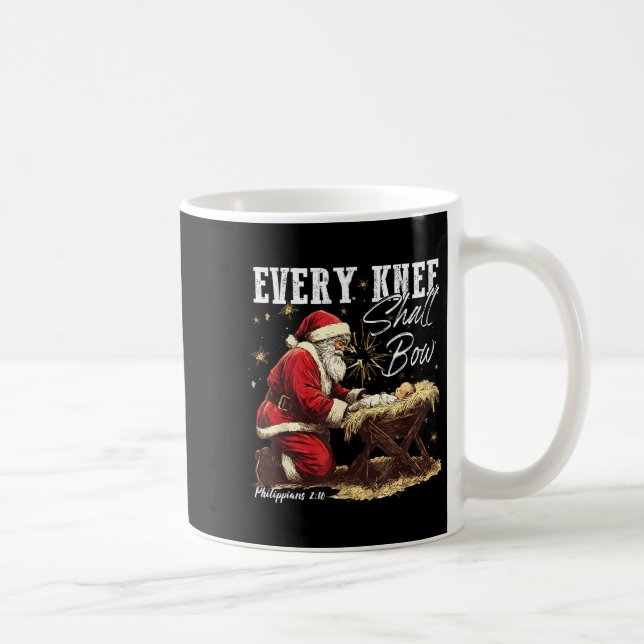 Every Knee Shall Bow Santa Christmas Nativity Scen Coffee Mug (Right)