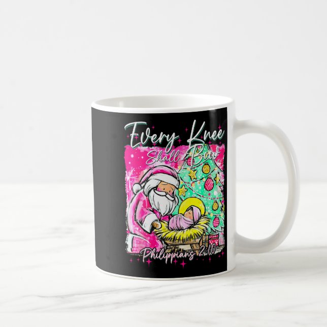 Every Knee Shall Bow Santa Christmas Nativity Scen Coffee Mug (Right)