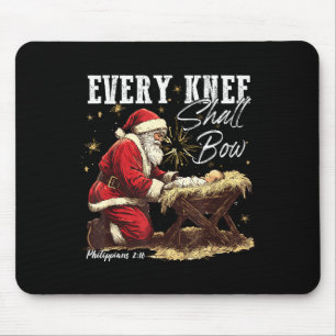 Every Knee Shall Bow Santa Christmas Nativity Scen Mouse Pad