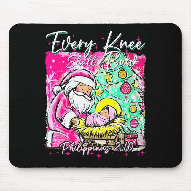 Every Knee Shall Bow Santa Christmas Nativity Scen Mouse Pad (Front)