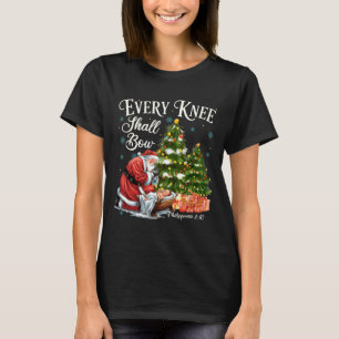 Every Knee Shall Bow Santa Christmas Nativity Scen T-Shirt