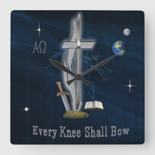 Every knee shall bow square wall clock