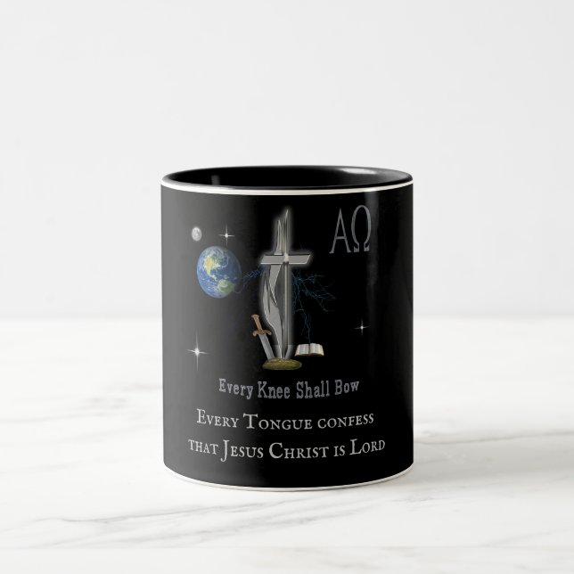 Every knee shall bow  Two-Tone coffee mug (Center)