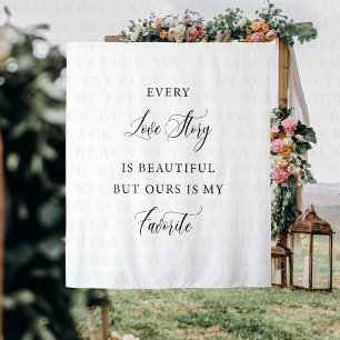 Every Love Story Is Beautiful Wedding Backdrop  Tapestry