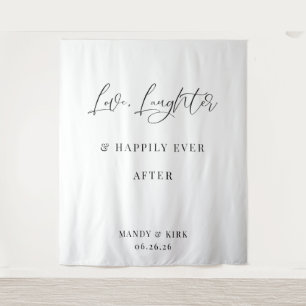 Every Love Story Is Beautiful Wedding Backdrop Tapestry
